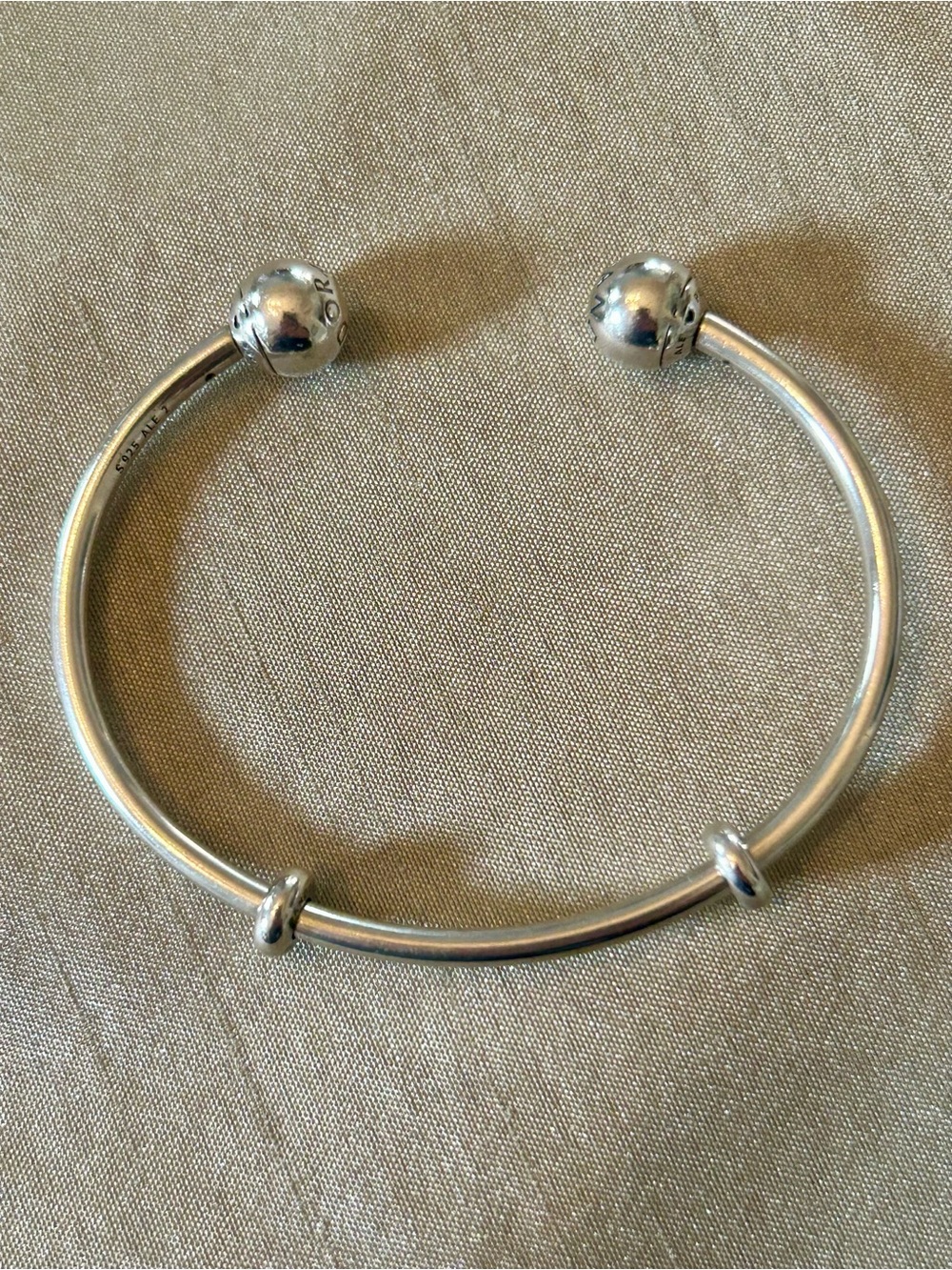 PANDORA Sterling Silver Open Cuff Bangle Bracelet